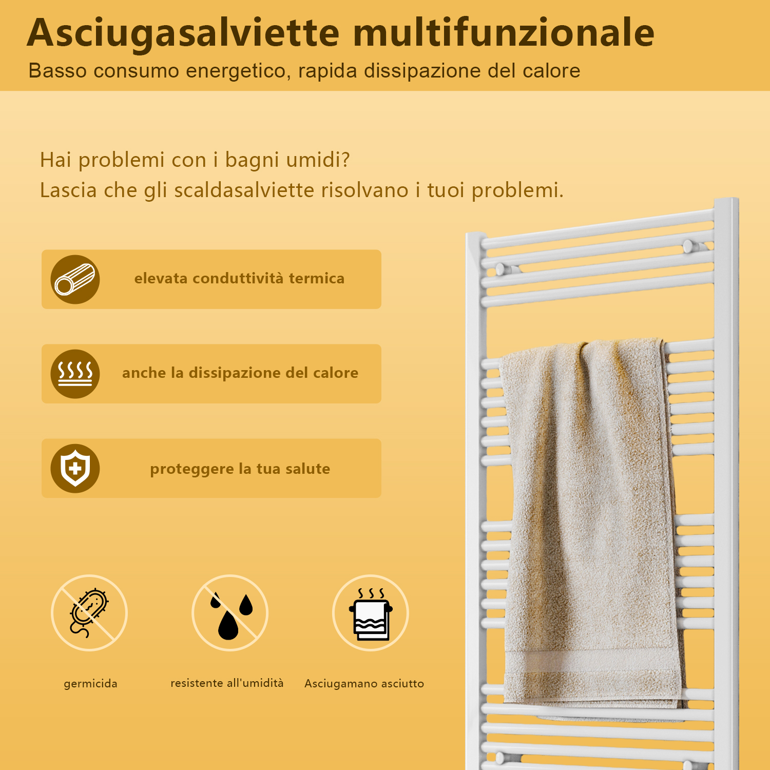 Scaldasalviette Acciaio Carbonio Antracite 800x550mm - Termoarredo Bagno Con Raccordi, Doppia Funzione - Foto 10